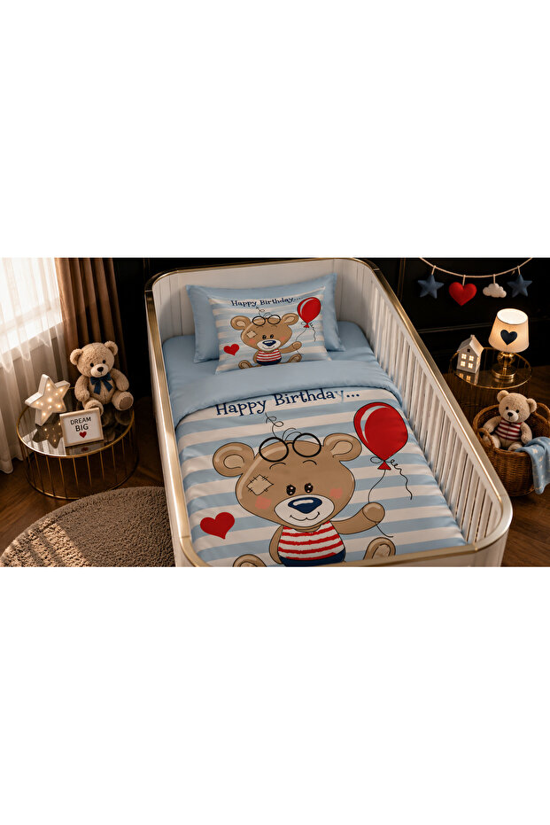 Single Digital Baby Bedding Set with Teddy Bear Balloon