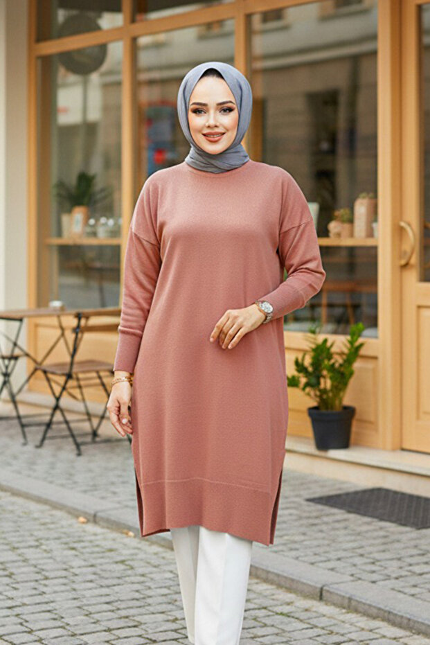 Dusty Rose Hijab Sweater Tunic 17203Gk