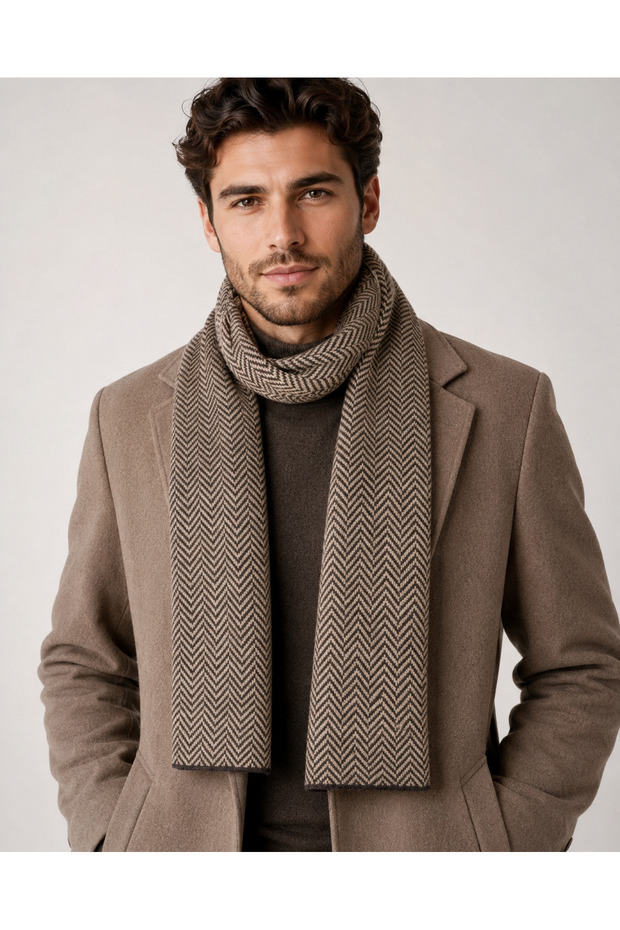 Herringbone Patterned Knitwear Scarf