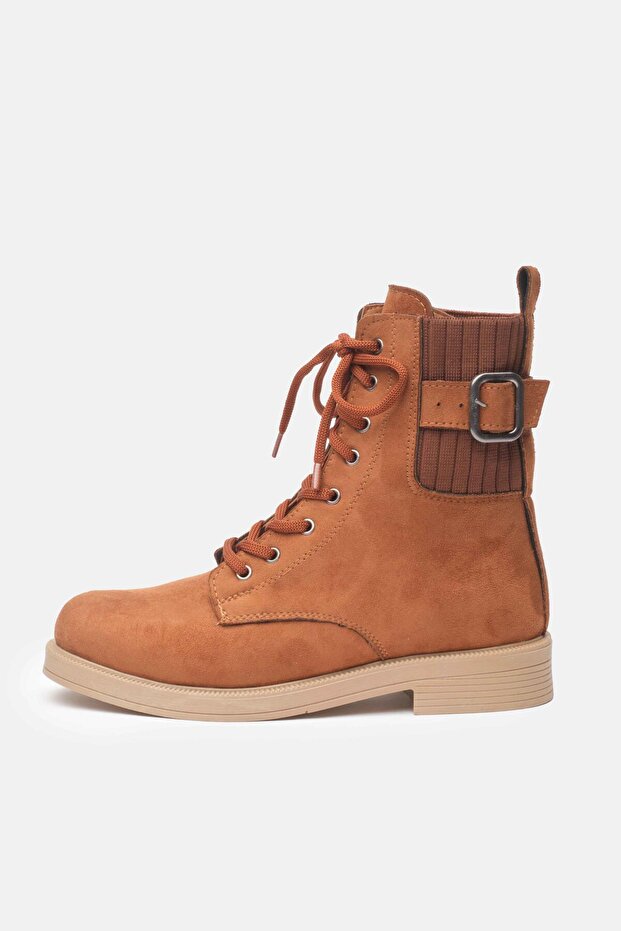 Lyssa Tan Color Lace-Up Women's Oxford Boots