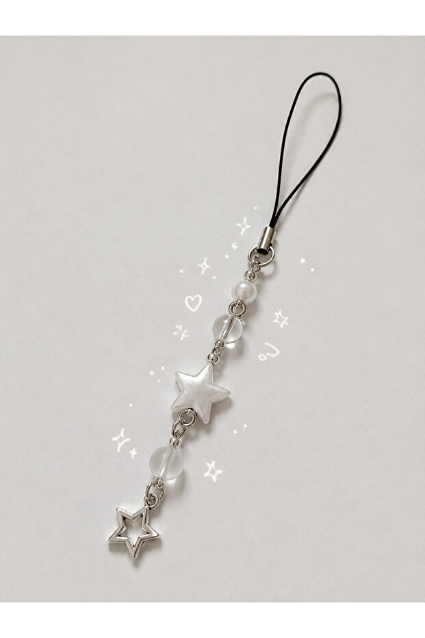 Y2k pearl star studded phone charm