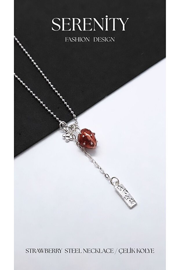 Strawberry Charm Steel Necklace