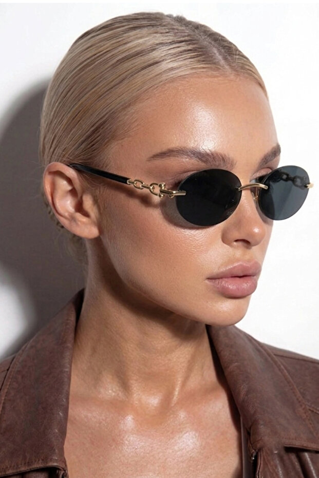 Nish Metal Oval Women's Sunglasses Gradient Cutting Glass Uv400 Protection