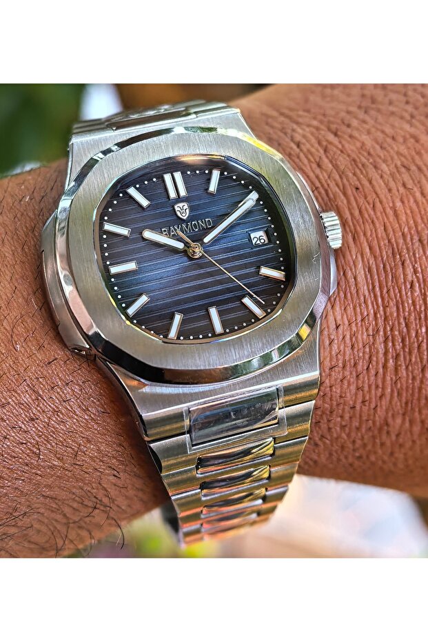 Dark Navy Blue Automatic Steel Men's Wristwatch