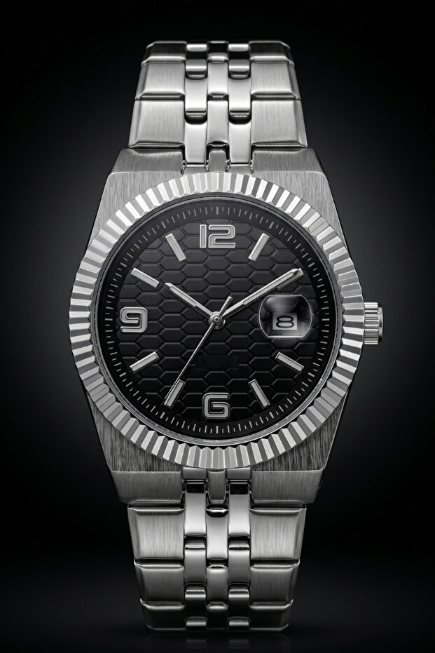 High Quality Luxury Steel Band Classic Men's Wristwatch with Calendar