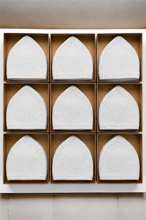 12 White Prayer Caps, Hajj and Umrah Gift Caps, Luxury Pilgrim Supplies, Summer Pilgrim Caps