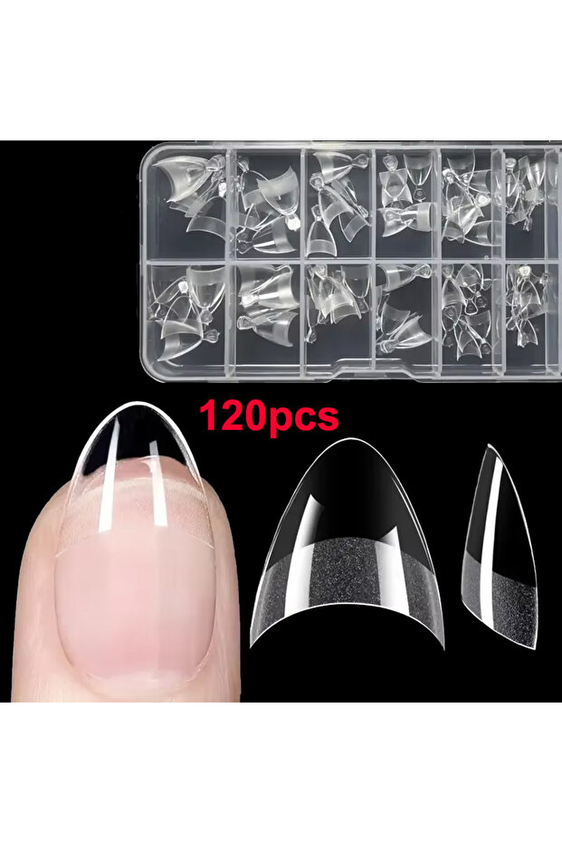 120 Half Almonds 120Pcs Half Cover Almond Fake Nails Half Matte Pre Buff Acrylic Nails Extra Short A