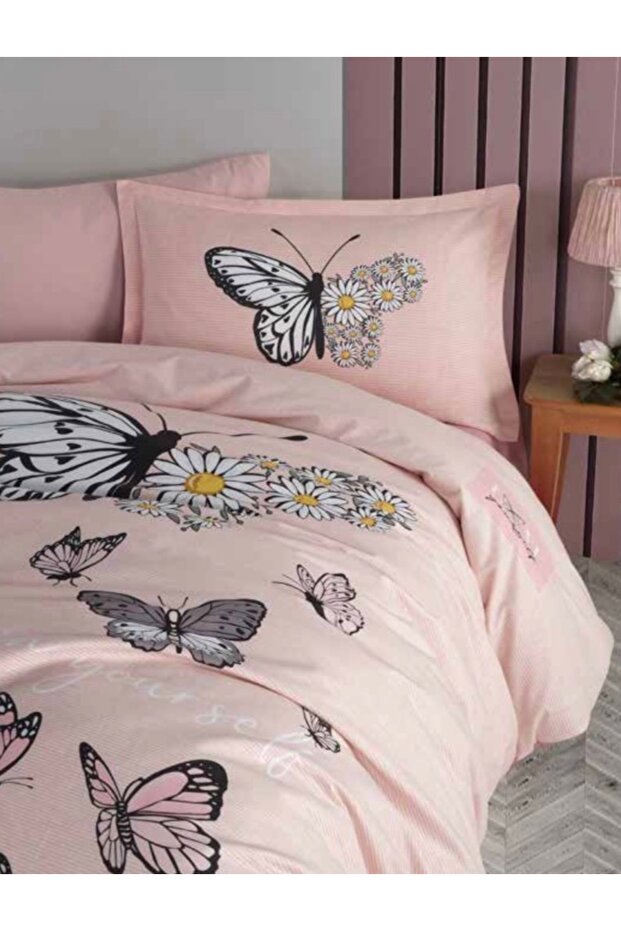 Clasy Ranforce 2-Piece Pillowcase with Cover 50X70 +5 cm Flounce Daisy Love Salmon