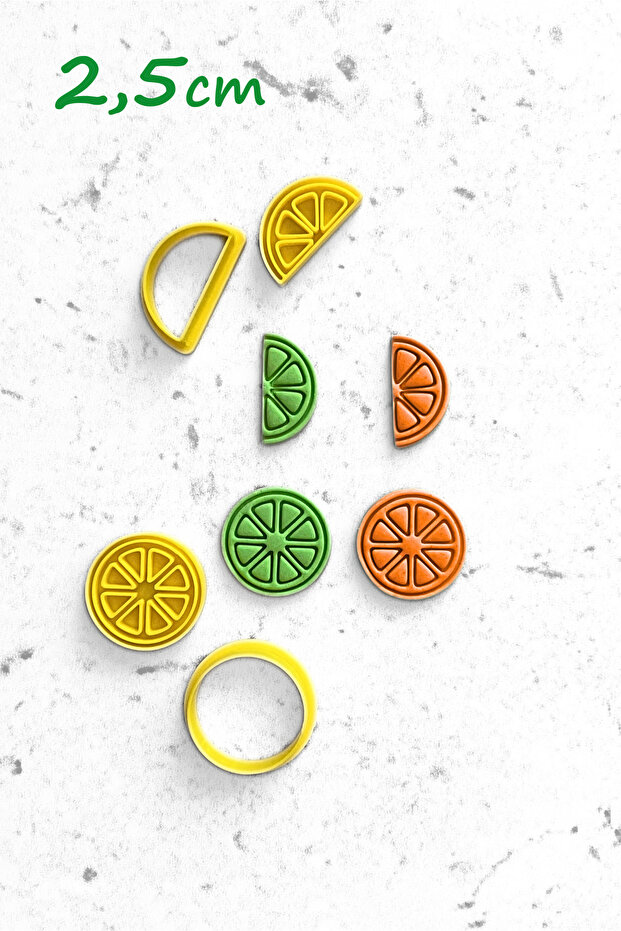 Summer Love - Lemon Slice Polymer Clay Ceramic Plasticine Mold and Stamp Set 2.5cm