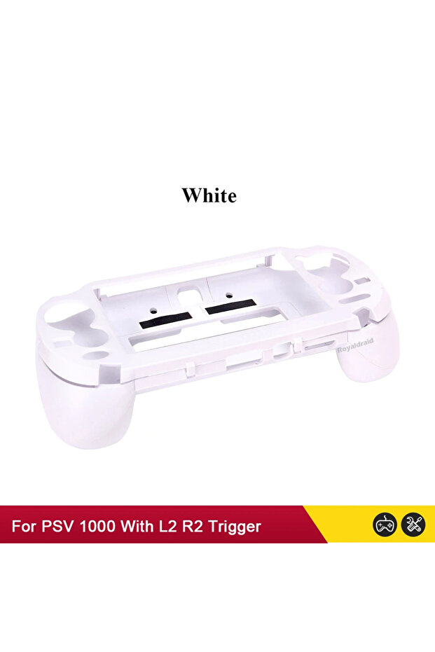 حافظة حامل مقبض يد أبيض أسود أبيض غير لامع مع زر تشغيل L2 R2 لجهاز PSV 1000 PS VITA