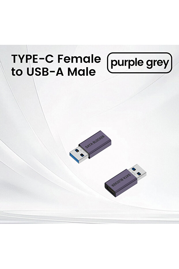 واقي بيانات USB رمادي A-C مضاد للاختراق، شحن فقط، حاجب مزامنة بيانات مريح، واقيات USB لأجهزة T