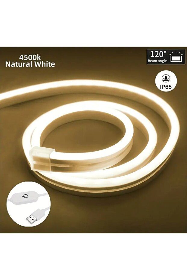 1m Natural White Touch Sensor LED Neon Sign Light Strip 5V USB Dimmable Waterproof Neon Lamp Flexibl
