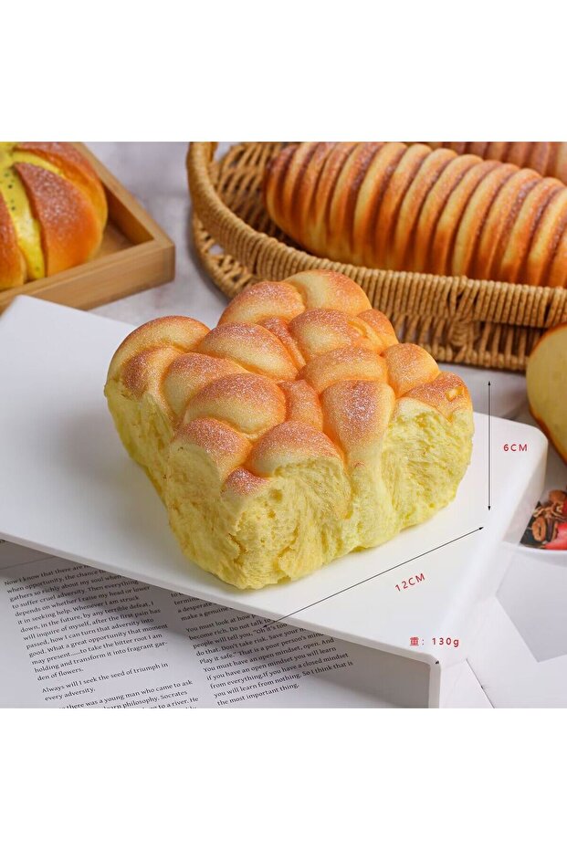 square 1PCS Cartoon Bread Decompression Model Slow Rebound Pinch Coconut Bread Home Decoration Ornam