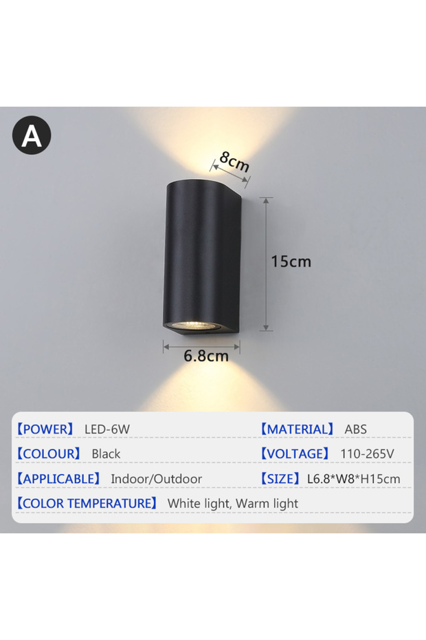 White Light 6000K Double headed Type A Waterproof LED Outdoor Wall Lamp IP65 Upper Lower Lighting Po