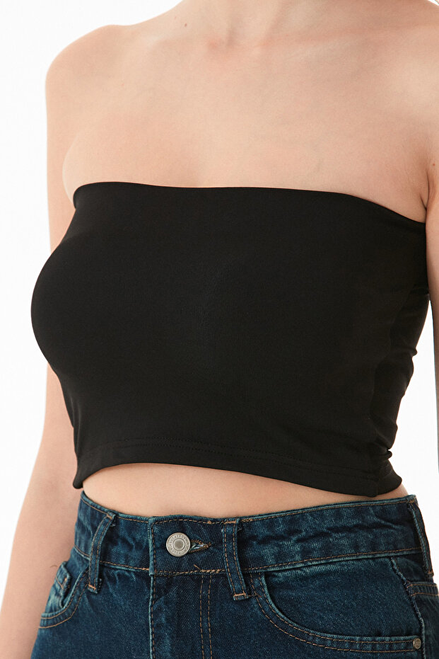 Basic Covered Strapless Bustier - 7