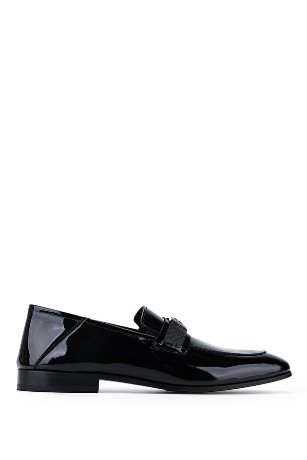 Men's Genuine Leather Black Patent Leather Loafers