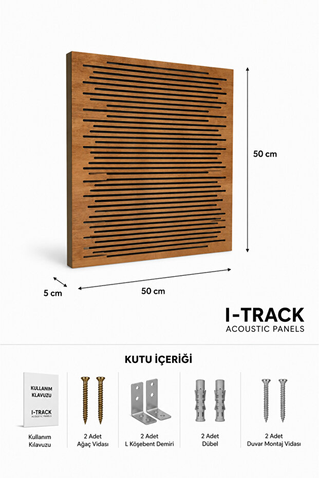 50*50cm Ahşap Difüzör Akustik Panel Walnut