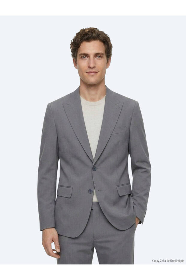 Gray Plain Modern Fit Suit