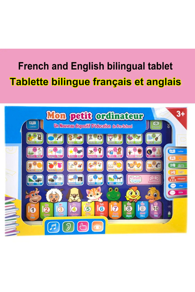 Light Grey Learning Machine Tablet Interactive Play Pad Kids Language Learning Toy Laptop Pad Learni