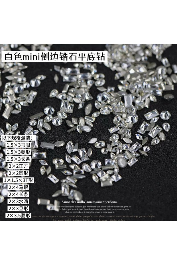 50PCS-MIX-WHITE Lyle Mini Multi-Size Lightweight Flatback Gems Flat With Beveled Edges Mixed Flatbac