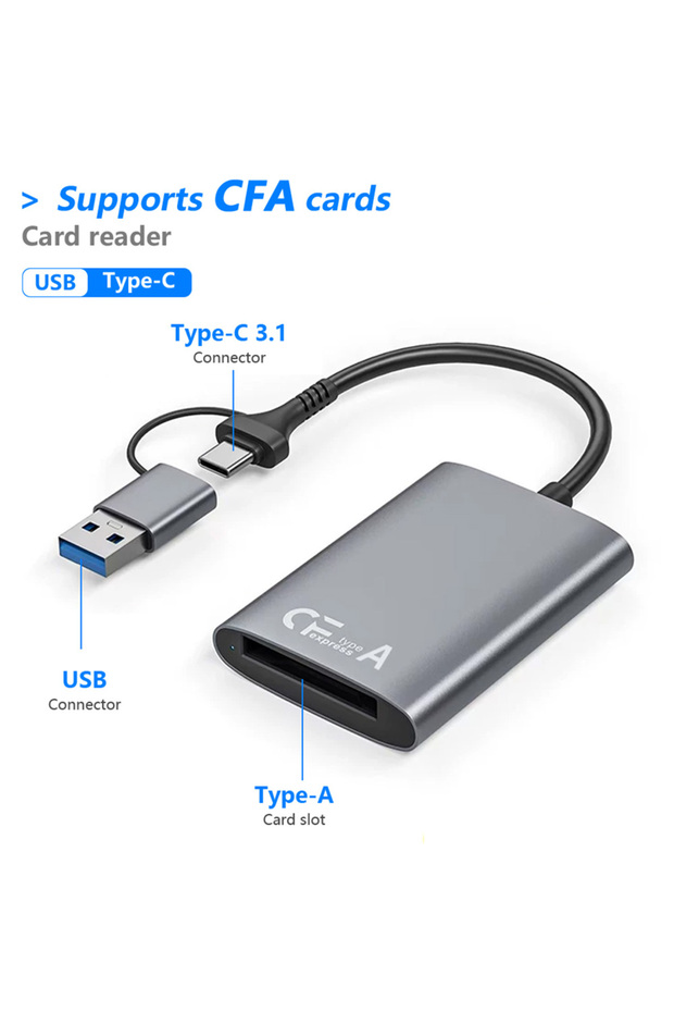 Support CFA card CFe Card Reader CFexpress Type A Card Reader High-Speed Transfer USB Type-C Port Fo