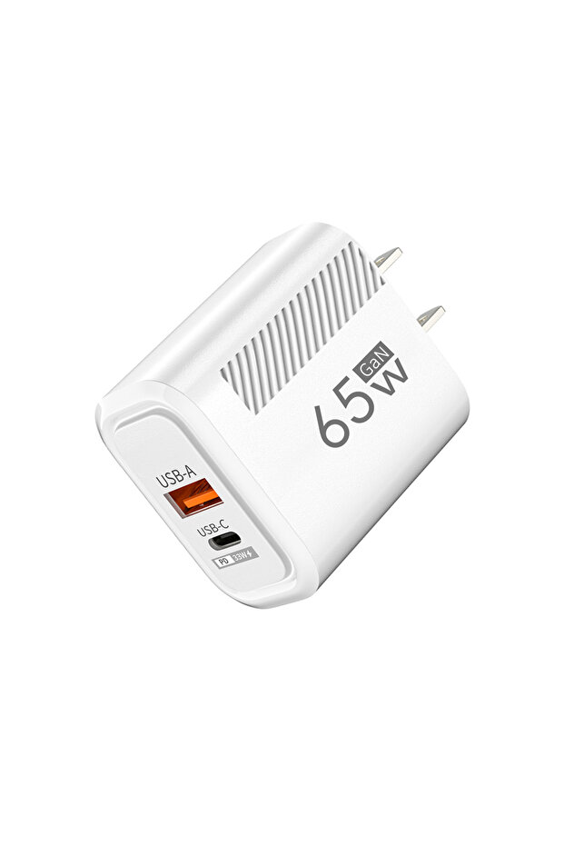 شاحن USB Type C سريع الشحن بقدرة 65 وات GaN أبيض بمقبس الولايات المتحدة ومقبس الاتحاد الأوروبي PD 3.0 للشحن السريع وجدار السفر