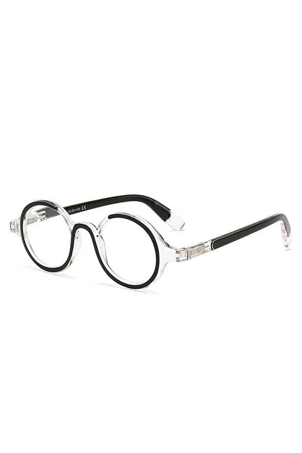 +250 Black Personalized Round Mirror, Bang Leg Reading Glasses, Men And Women, Retro Light Flat Glas