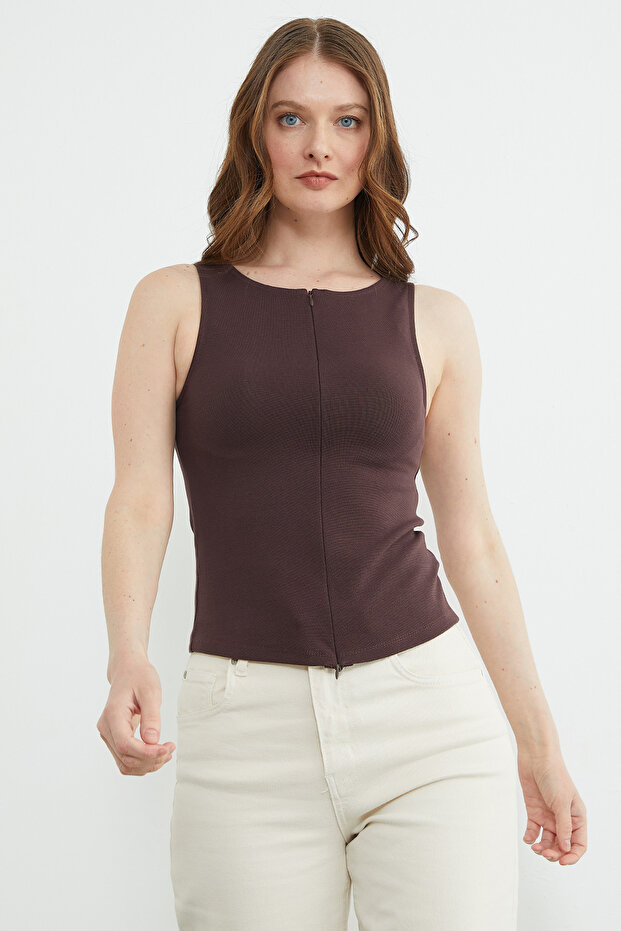 Basic Double Zipper Blouse - 6