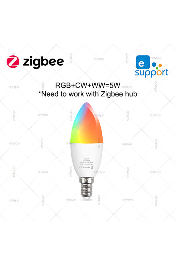1Pcs Bulb E14 Zigbee (5W) EWelink E27 E14 GU10 Smart Bulb WiFi Zigbee,Dimmable Led Light Bulb RGB CW