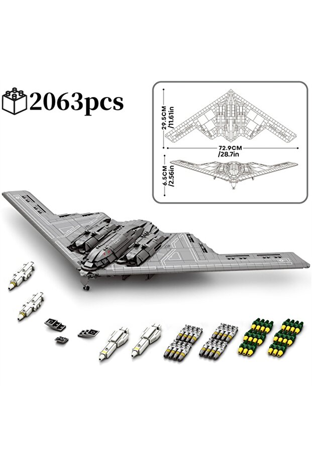 2063pcs 2063pcs B2 Stealth Bomber Building Blocks MOC Technical Model Kit Desktop Display Back t...