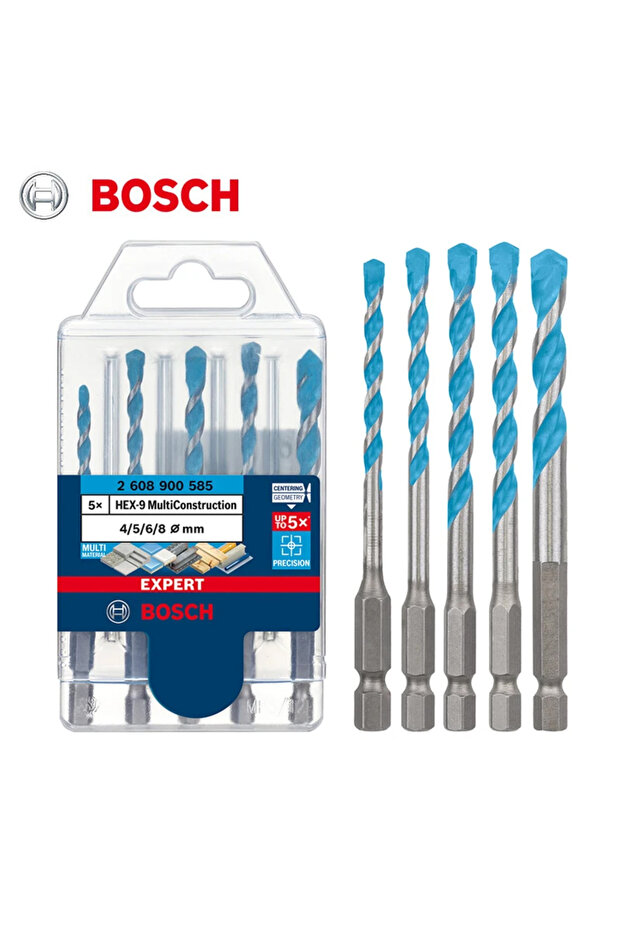 2608900585 Bosch 2608902289 Hexagonal Twists Drill 4/5/6/6/8mm 5Pcs Tile Wood/Glass/Ceramic/Cement /