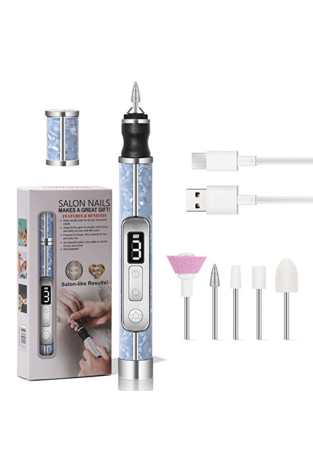 8816 Blue 2 In 1 Professional Nail Polishing Machine With Nail Lamp Rechargeable Nail Drill Multiple