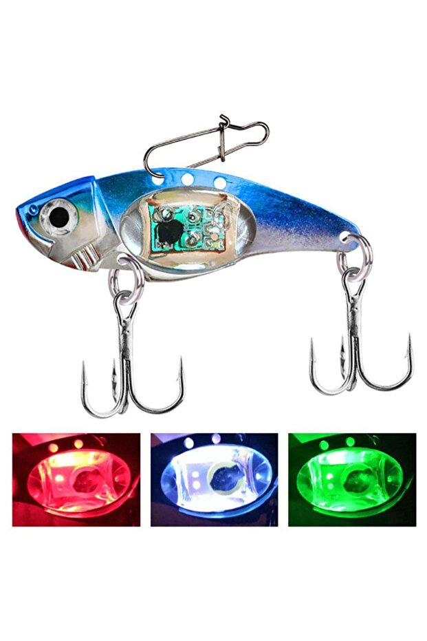blue Underwater LED LIGHED VIBRATION SINKING LURE-SALTWATER JIGGING LED Flashing Light Squid Bait Lu