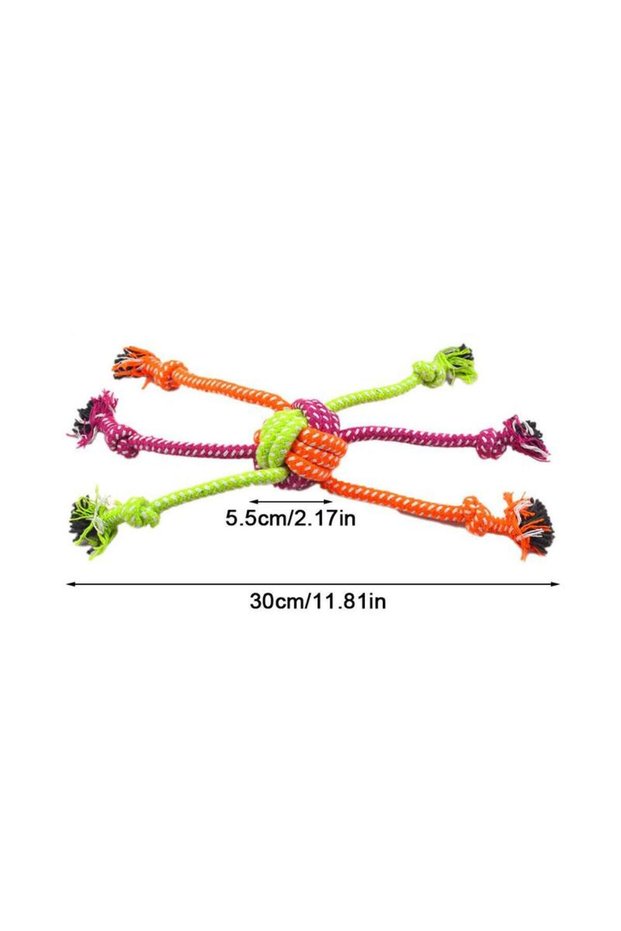 1pcs Durable Bite-Resistant Interactive Knot Toy for Dogs- Chewable Rope with Green&Orange Fringes,