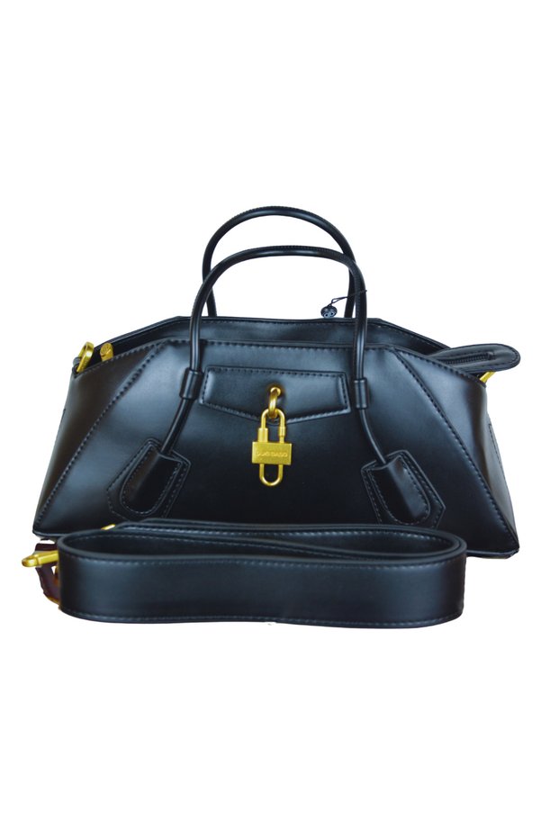 Duki Daso Black Women's Hand and Shoulder Bag with Lock Detail | Summer Mt1652 Black Single Compartment Zipper Pocket