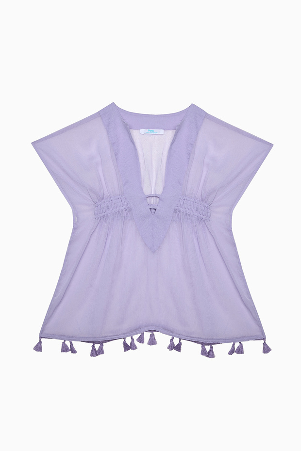 Eflatun Kız Çocuk Basic V Yaka Kısa Kaftan
