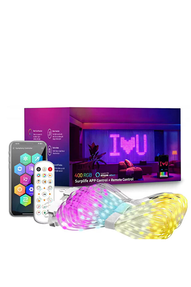 1PCS 2x2 Smart Curtain Light 400-800 LED Smart Curtain Lights String Lights with App Remote Control