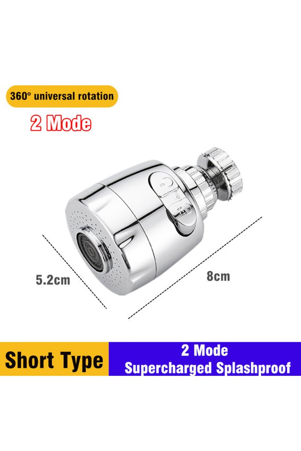 2 Mode-Short A 2/3 Modes Sink Faucet 360 Degree Rotation Filter Extension Tube Shower Water Saving T