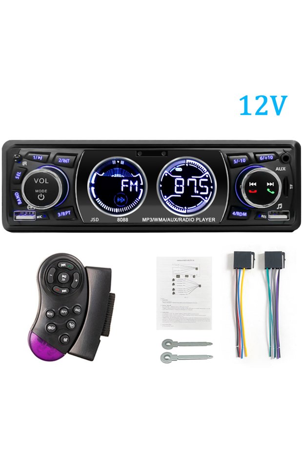 12V Radio With SWC Hippcron 1din Car Radio Bluetooth Audio Stereo 12/24V MP3 Player 5V Charging FM R