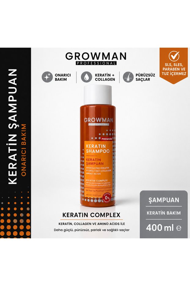 Keratin Shampoo 400 ml – Hair Repair & Strengthening Care