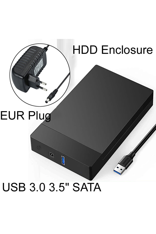 علبة قرص صلب خارجي بمنفذ USB 3.0 من نوع SATA مقاس 3.5 بوصة، تدعم قارئ أقراص بسعة 10 تيرابايت، مزودة بقارئ منافذ.