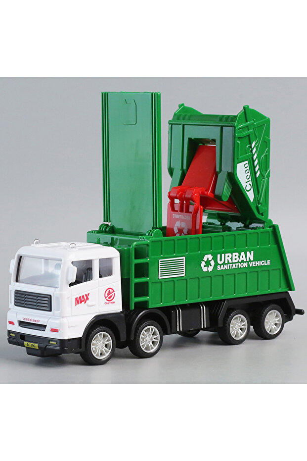 1 Simulated garbage classification sanitation vehicle inertial car children's open lid trash can ur.