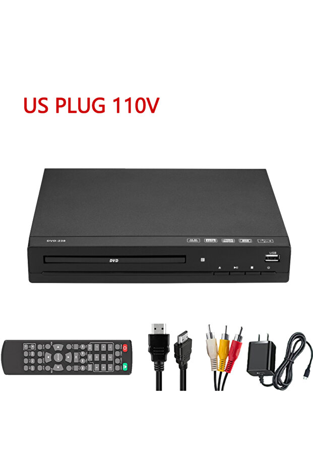مشغل أقراص DVD بقابس أمريكي 110 فولت، مشغل أقراص عالي الدقة 1080P، مشغل وسائط متعددة منزلي، مشغل أقراص CD مع منفذ HDMI، مشغلات MP3 عبر USB.