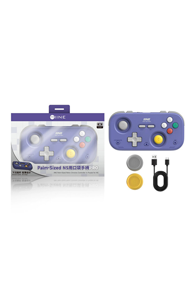 وحدة تحكم ألعاب ريترو صغيرة الحجم باللون الأرجواني (تخطيط NS) من IINE لـ Switch2/PC/iOS/Android مع عصا تحكم هول
