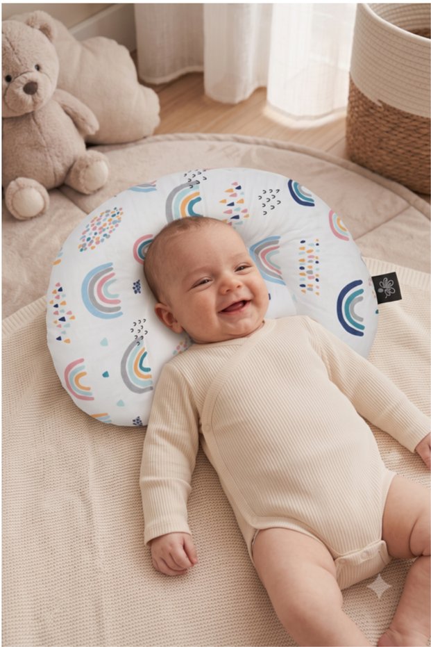100% Cotton Anti-Sweat Baby Head Support Pillow Universal Stroller Baby Carriage and Car Seat Travel Pillow Oeko-Tex ® Certified