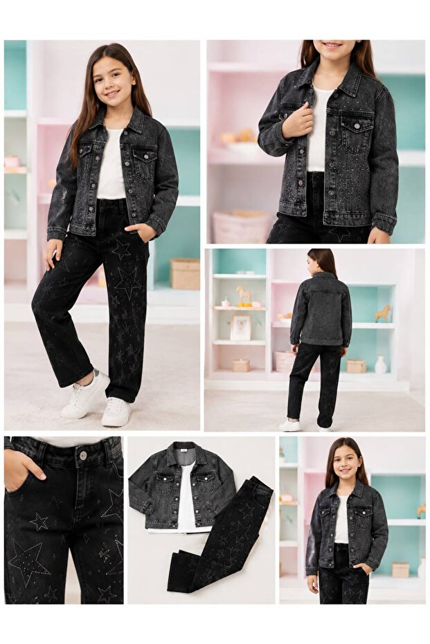 Girl's Denim Jacket Pants Sweet Choose One Size up