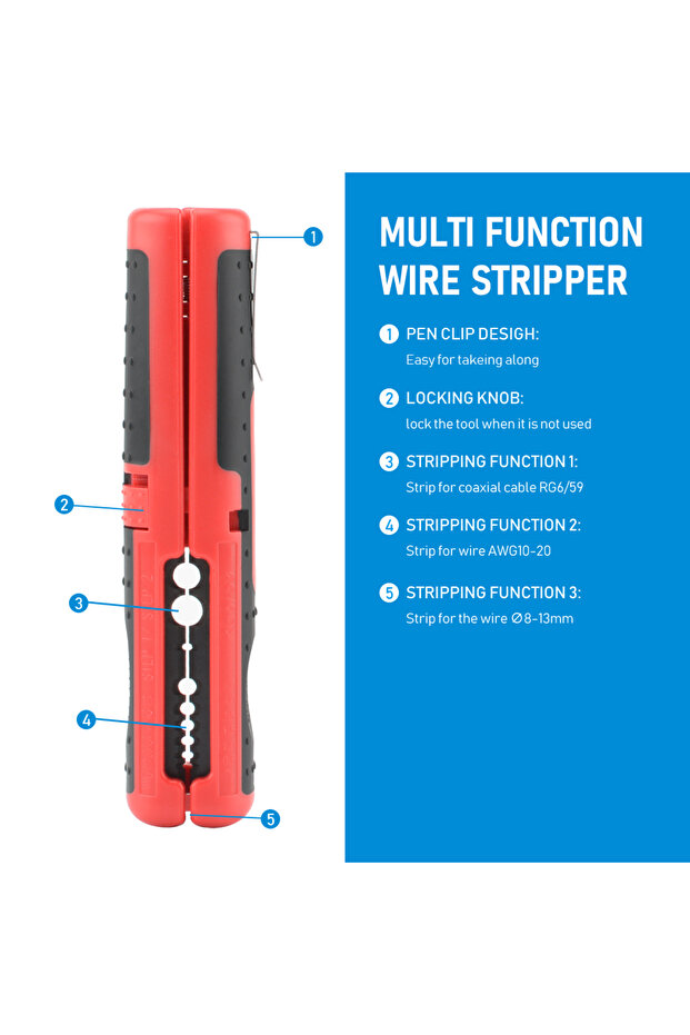 RED Multi-function Gear Grinding Stripper Coaxial Cable Stripper Wire Stripper Convenient Practical - 1