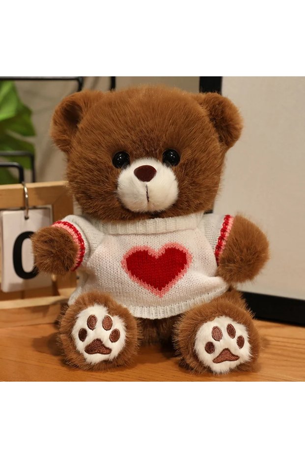 20cm White Brown 20cm Good Quality Heart Sweater Bear Plush Toys Boys Girls Lovely Cartoon Animals S