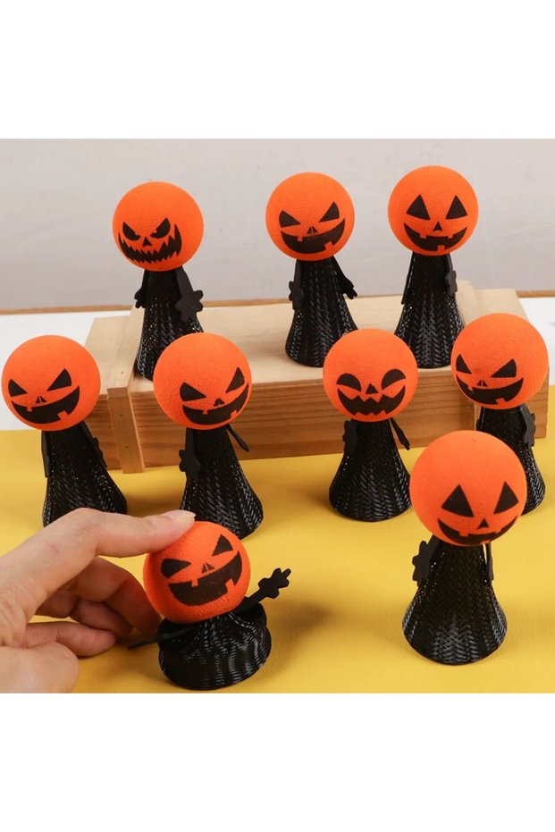 20PCS 10-20PC Fun Halloween Finger Puppet Gift Pumpkin Jumping Doll Game Toys for Kids Birthday Part