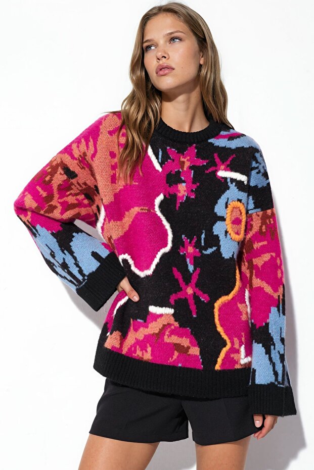 Jacquard Oversize Knitwear Sweater